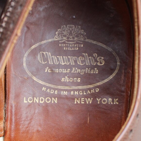 Church's Brown Leather Brogues, Size 9 F (wide) US, Made in England, EUC - Picture 9 of 14